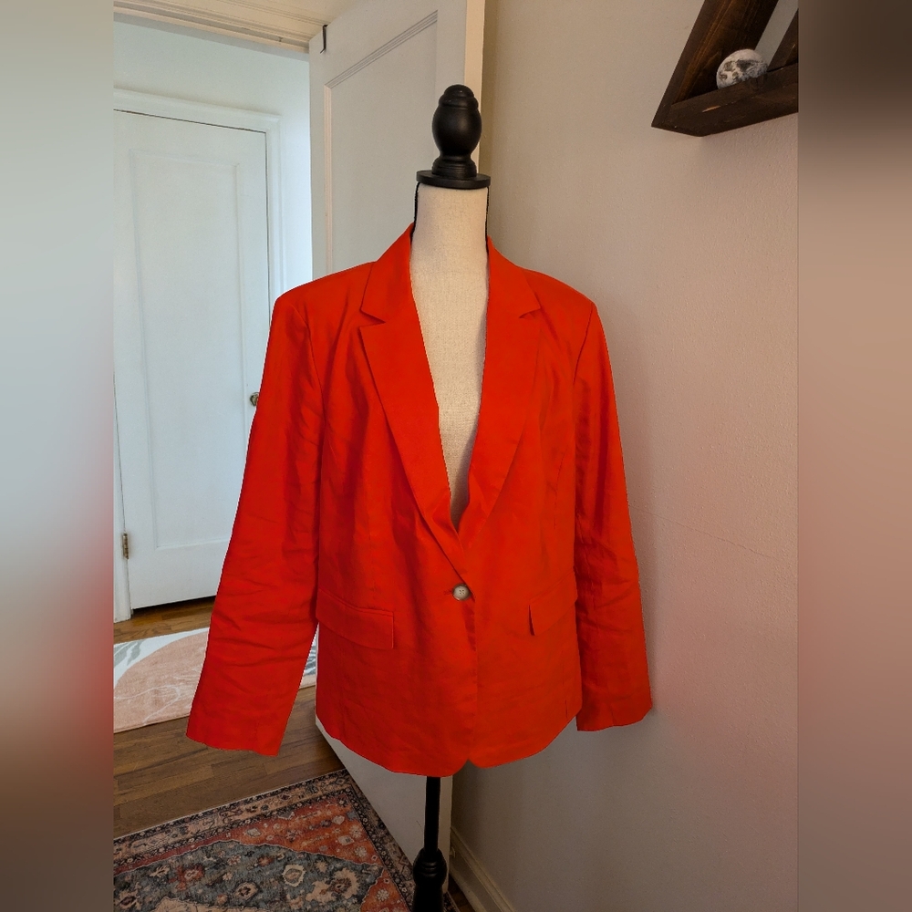 Feisty Fiery Orange Loft Plus Blazer (18)